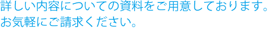 詳しい内容についての資料をご用意しております。お気軽にご請求ください。